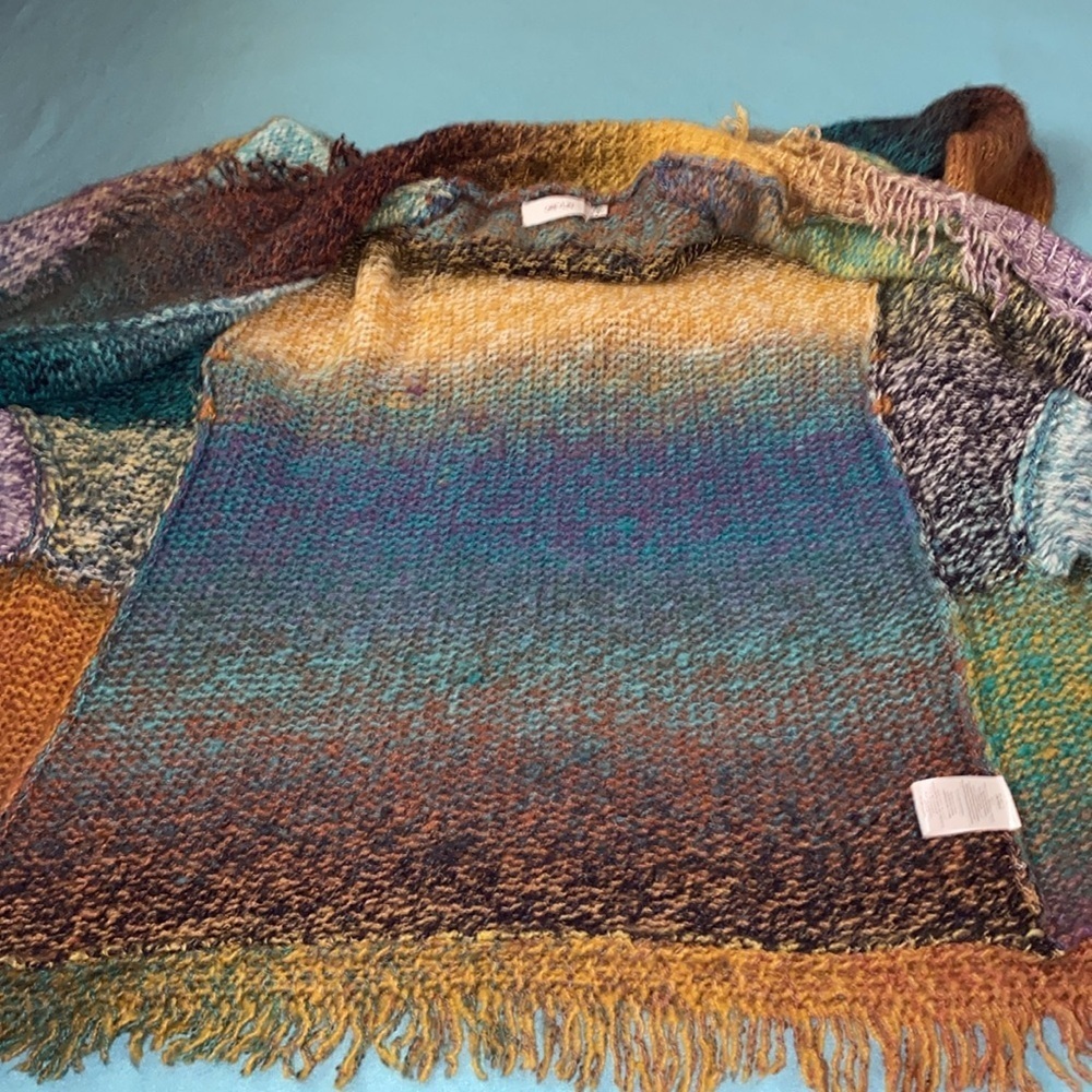 ANTHROPOLOGIE GREYLIN Natalia fringe wrap knit wool sweater blanket NEW size M - Picture 4 of 10